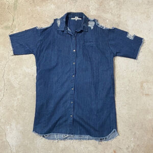 Rachel Rachel Roy Blue Denim Dress Women’s Size 2X Cold Shoulder Pockets